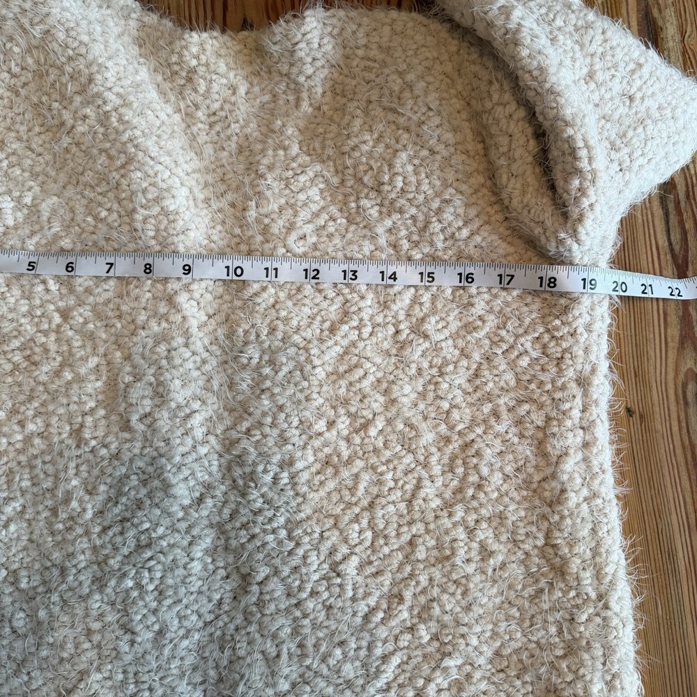 POL Boucle Eyelash Cardigan Sweater Beige Size M Boho Open Front Asymmetric - Picture 4 of 8